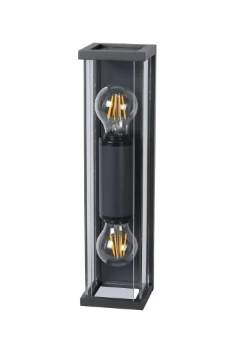 Настенный светильник Claire Mini 27885/02/30 Lucide уличный IP54 чёрный 2 лампы, плафон прозрачный в стиле современный E27 фото 8